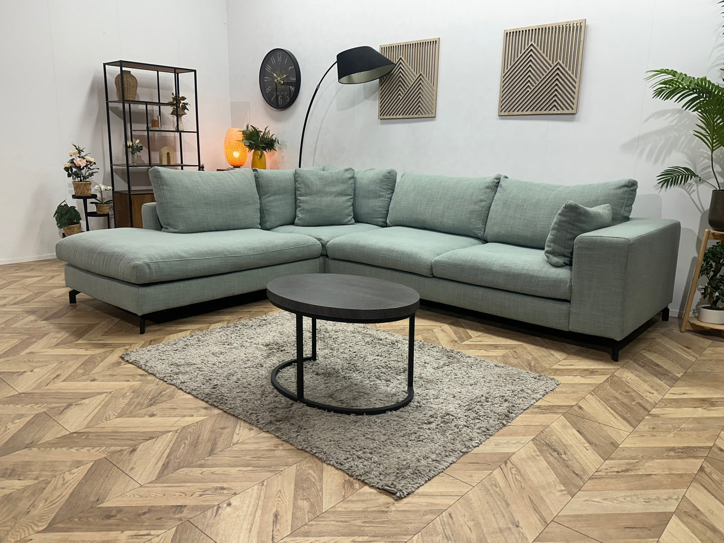 Licht Blauwe Hoekbank ~ Losse Kussens Met Afneembare Hoezen