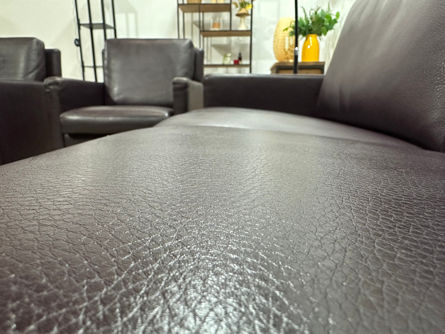 Leolux Paarse Echt Lederen Banken Set ~ Uitschuifbare Zittingen