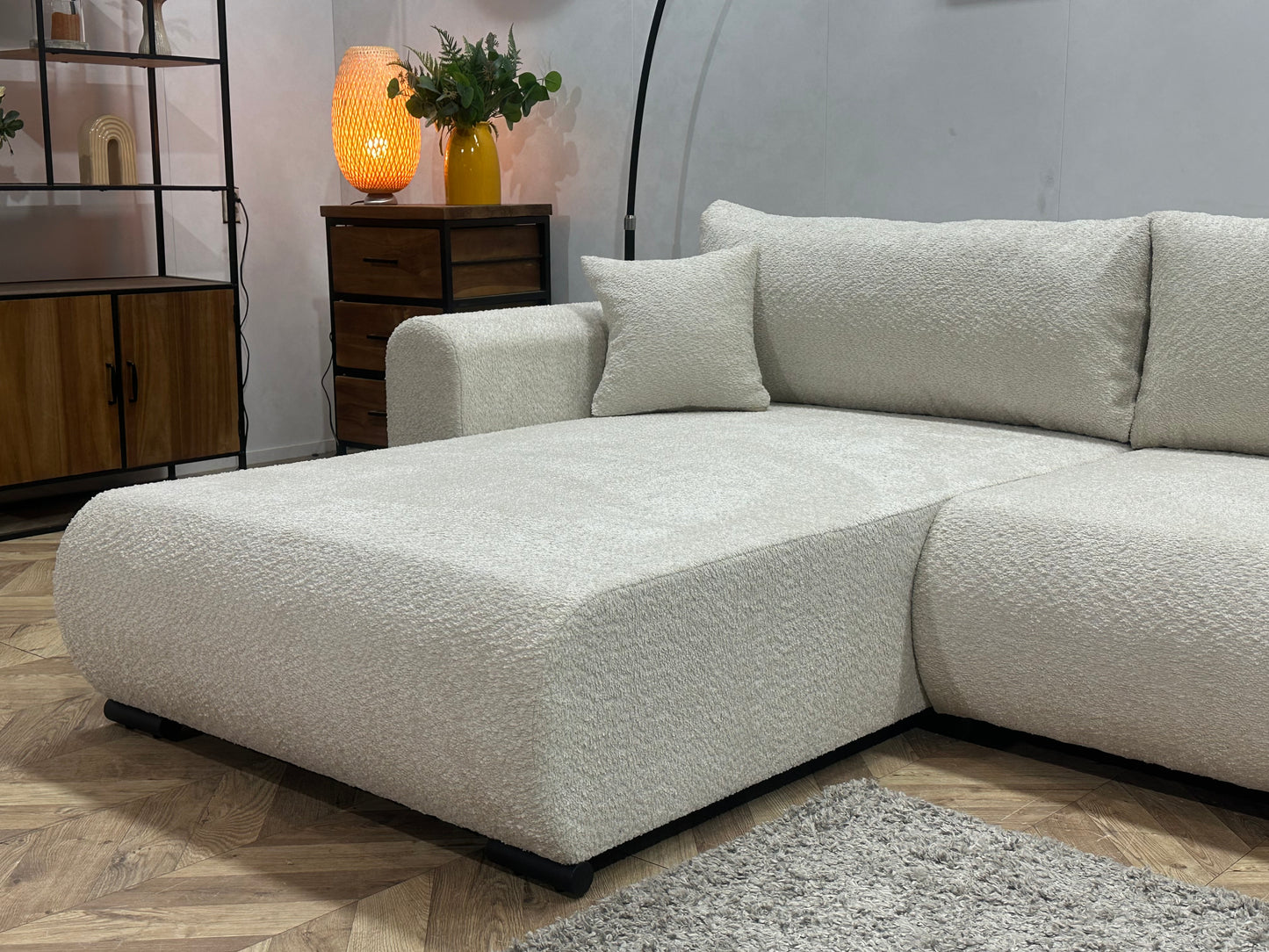 !Showroommodel! Witte Bouclé Hoekbank