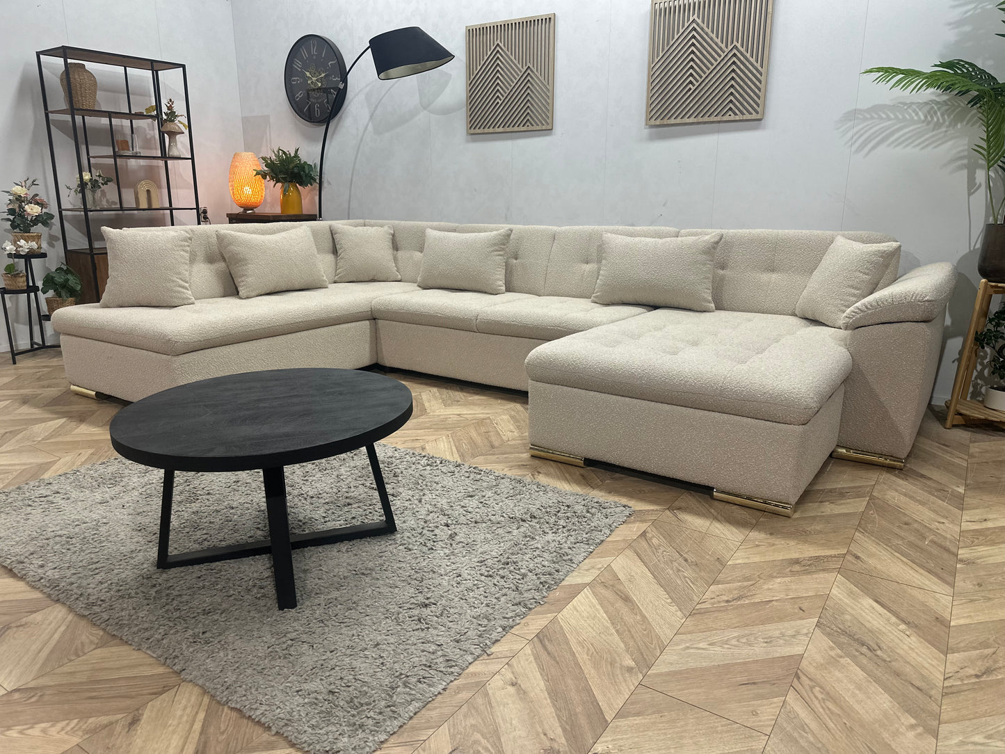!Showroommodel! Witte/Crème Bouclé Stoffen U Bank