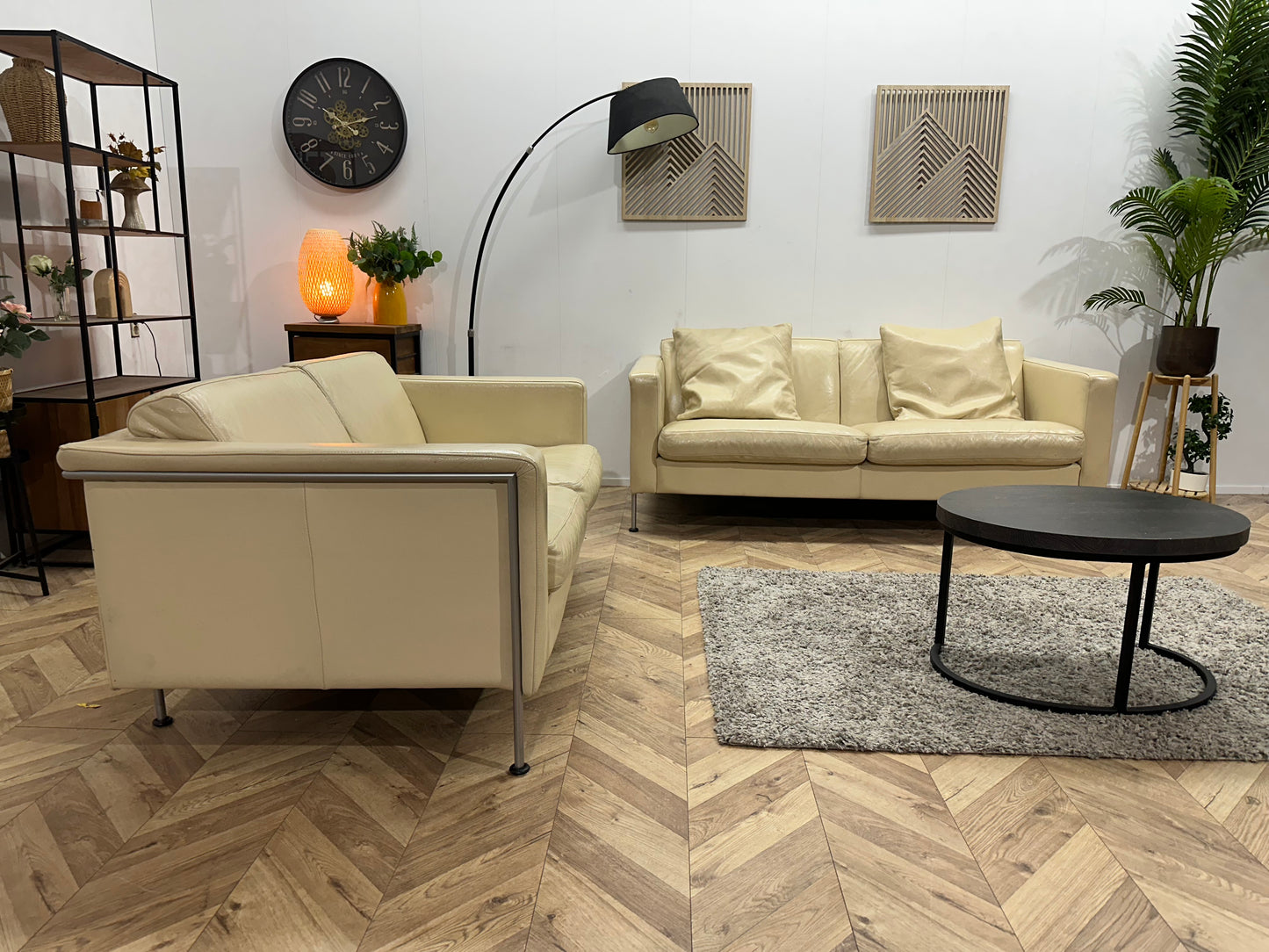 Touché Crème Lederen Banken Set ~ Losse Kussens