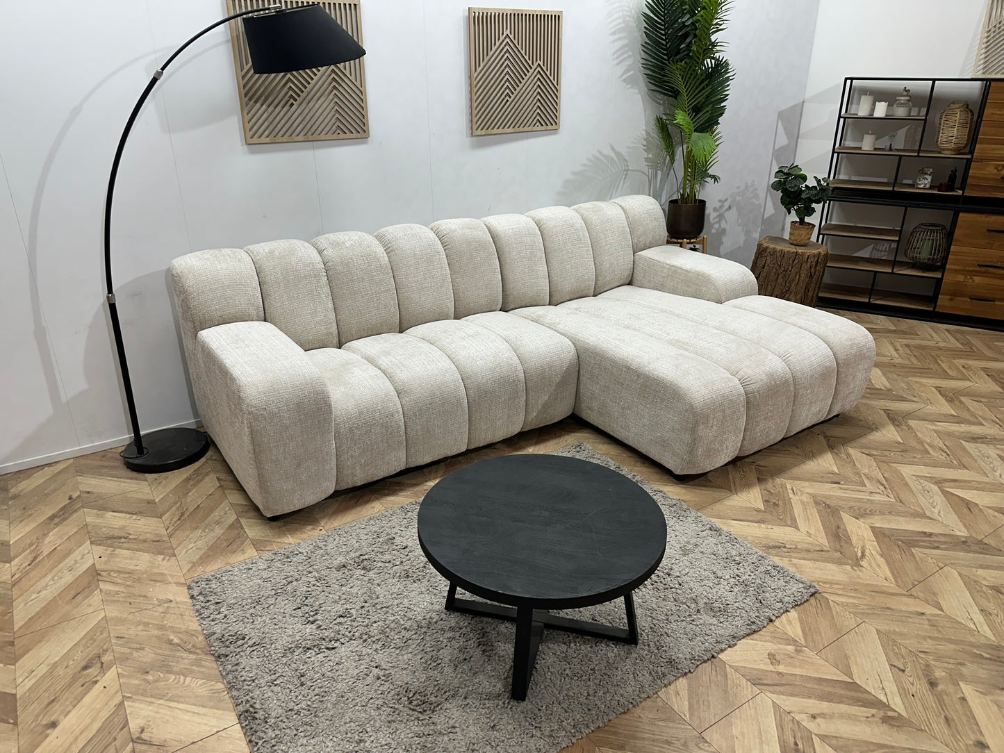 !Showroommodel! Witte/Crème Cremona Stoffen Hoekbank