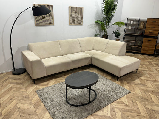 !Showroommodel! Crème Suède Stoffen Hoekbank