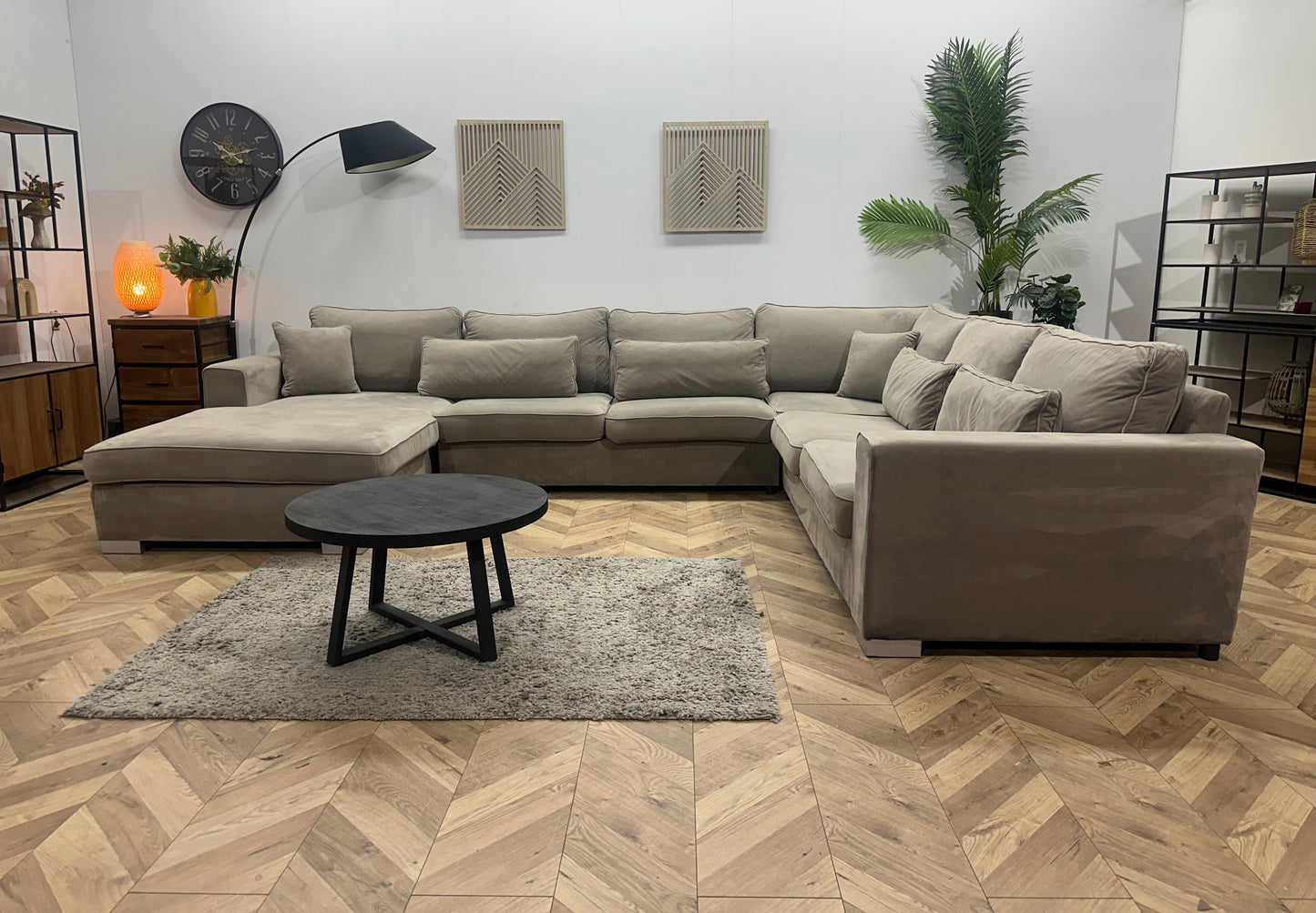 Beige Velvet U Bank ~ Losse Kussens Met Afneembare Hoezen