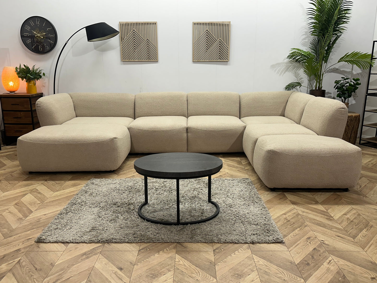 !Showroommodel! Beige Bouclé Stoffen U Bank