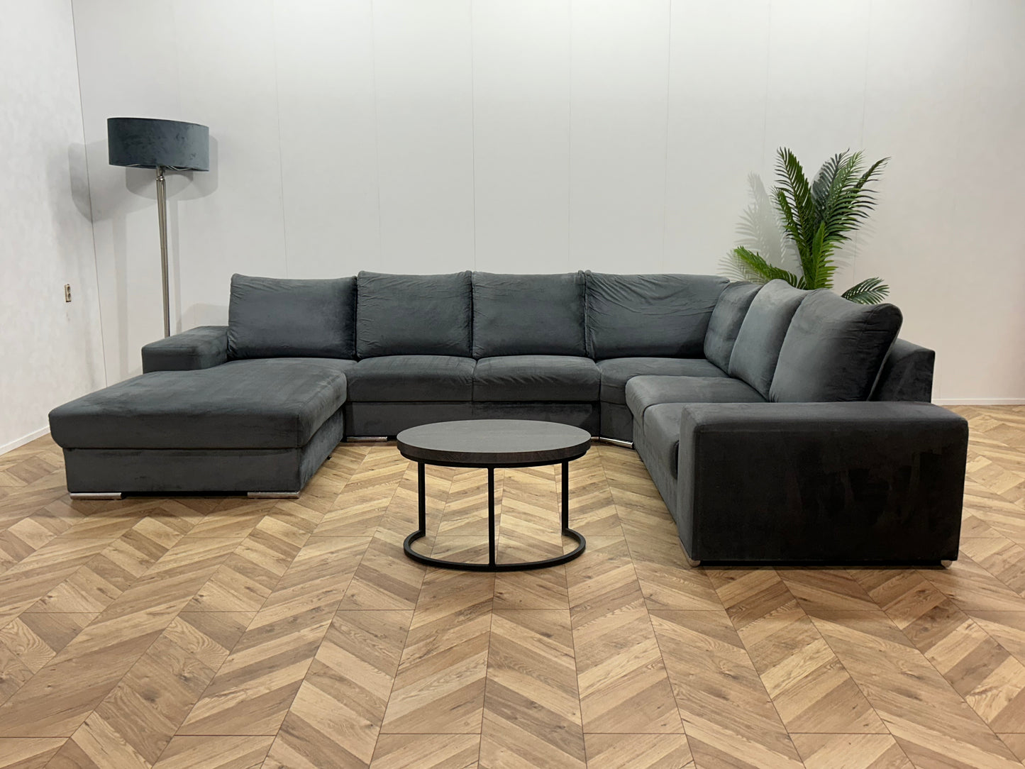 Blauwe Velvet U Bank ~ Losse Rugkussens Met Afneembare Hoezen
