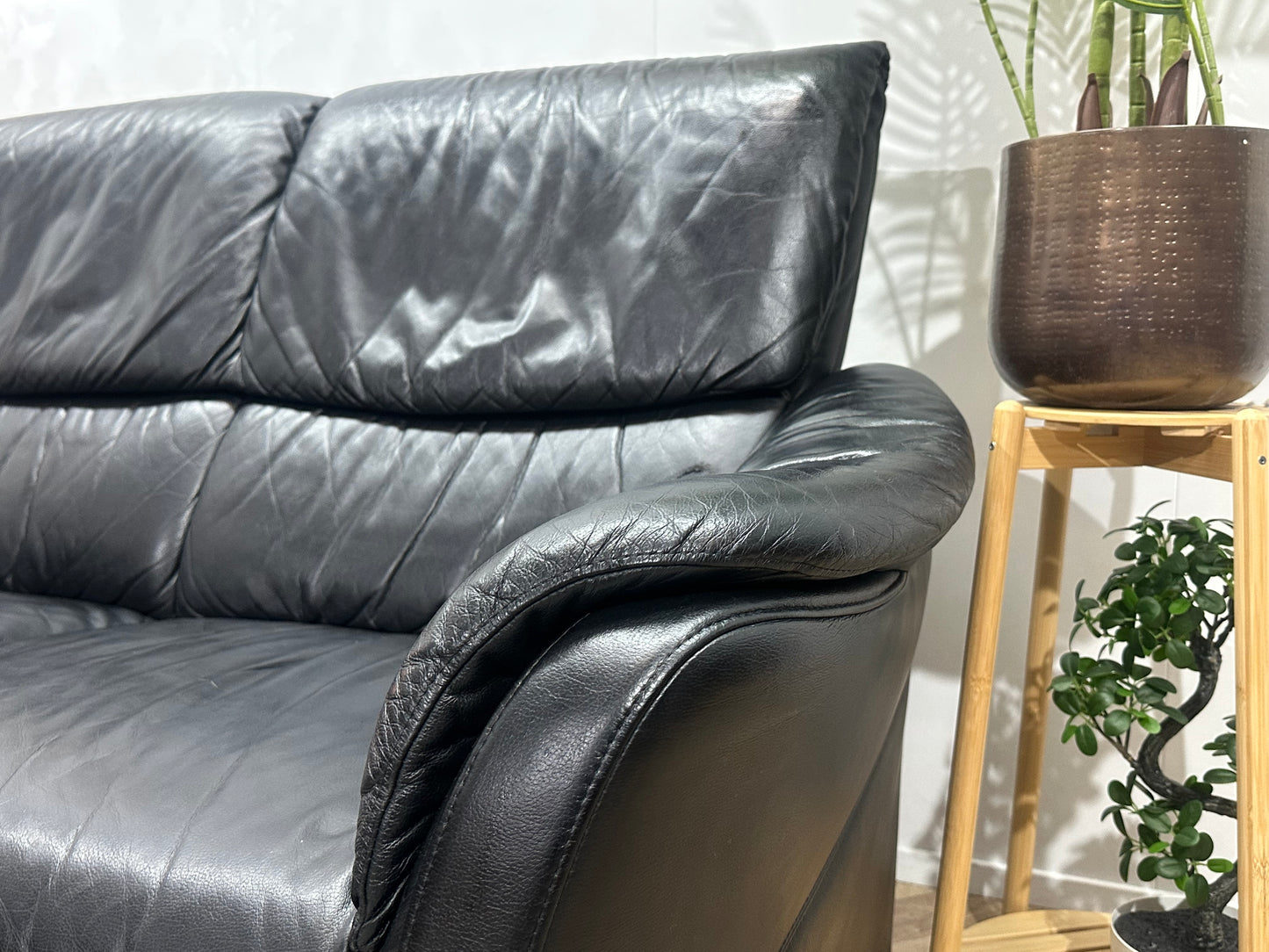 W.Schillig Zwarte Echt Lederen Banken Set ~ Vaste Kussens