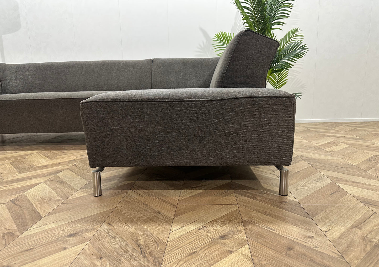Grijze Design Hoekbank ~ Vaste Kussens