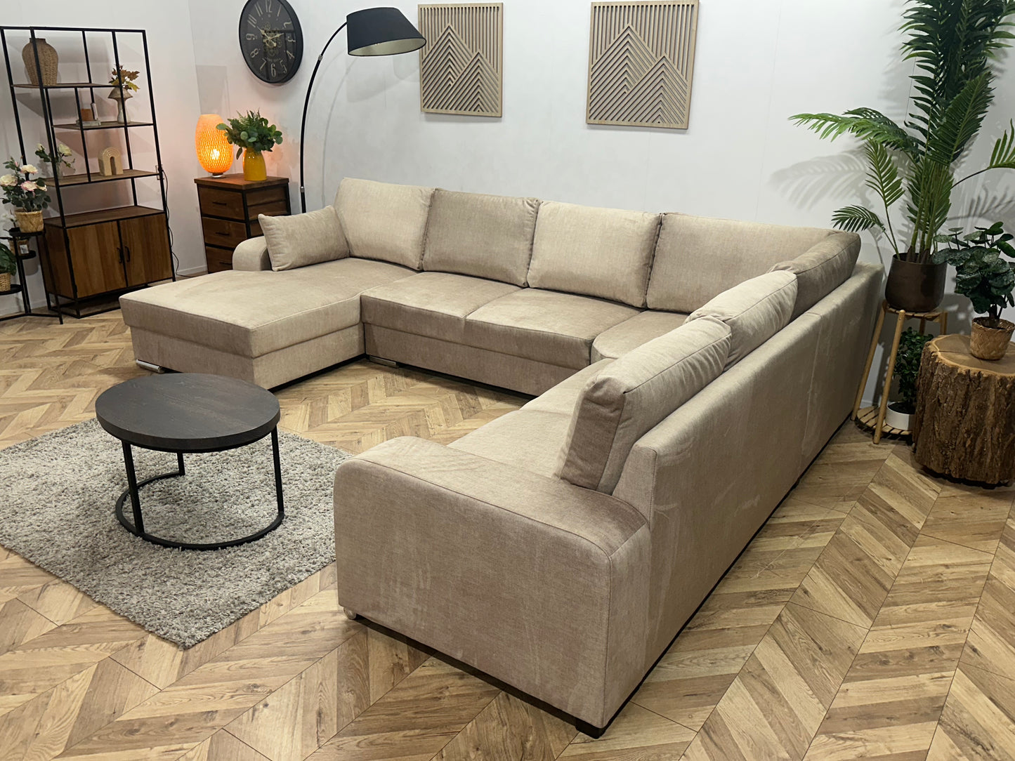 !Showroommodel! Beige Velvet U Bank