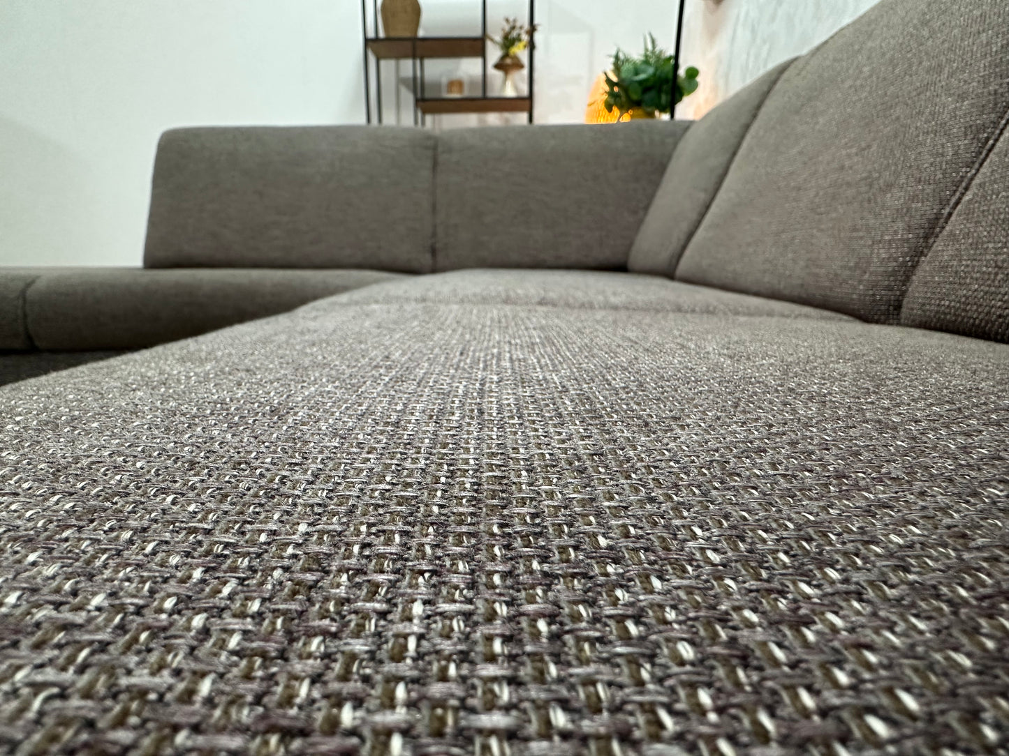 Grijze/Bruine Hoekbank Inc Fauteuil ~ Vaste Kussens