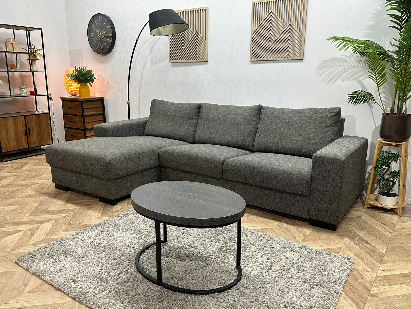 Antraciet Hoekbank ~ Losse Rugkussens Met Afneembare Hoezen