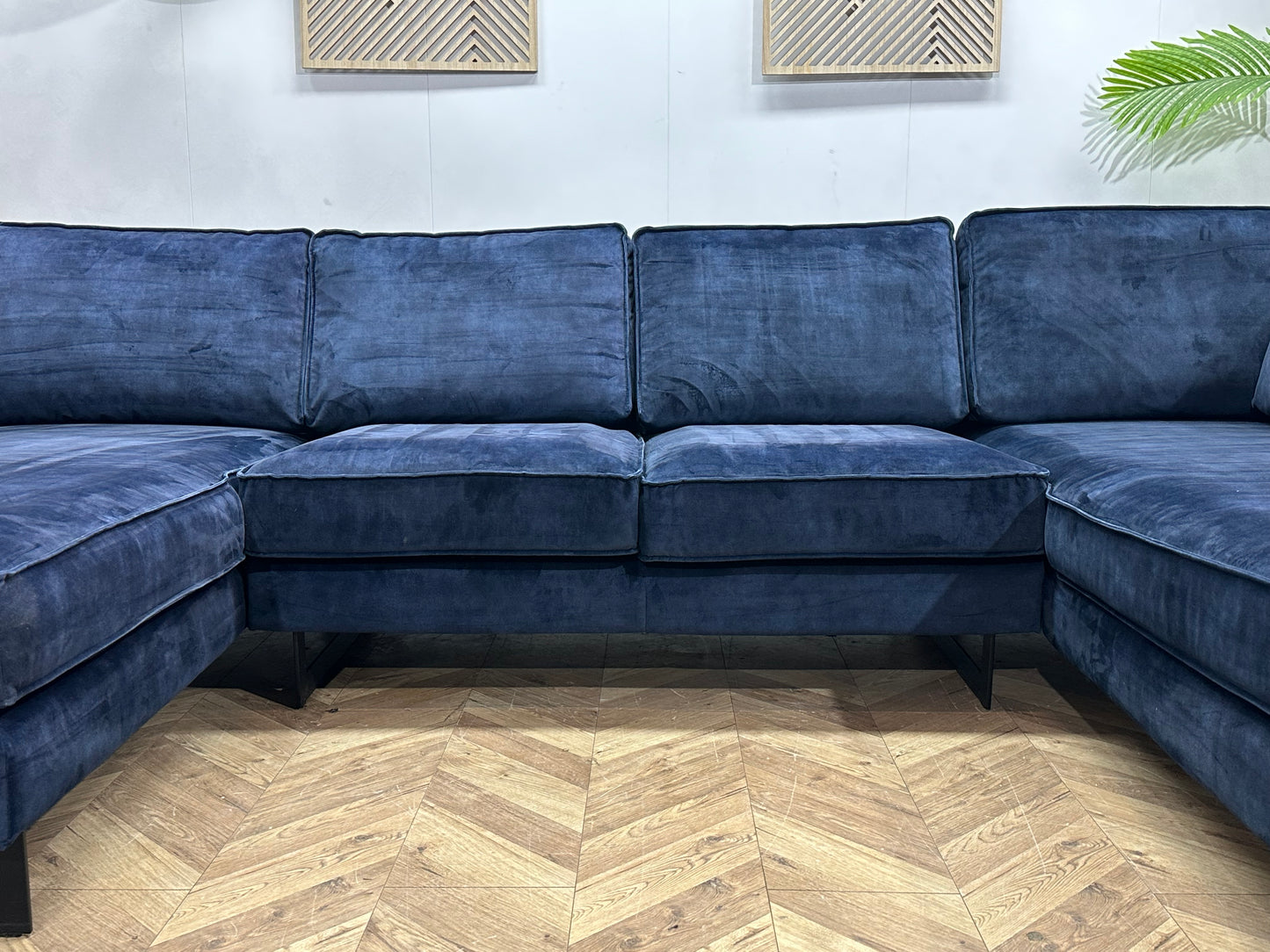 Blauwe Velvet U Bank ~ Losse Kussens Met Afneembare Hoezen