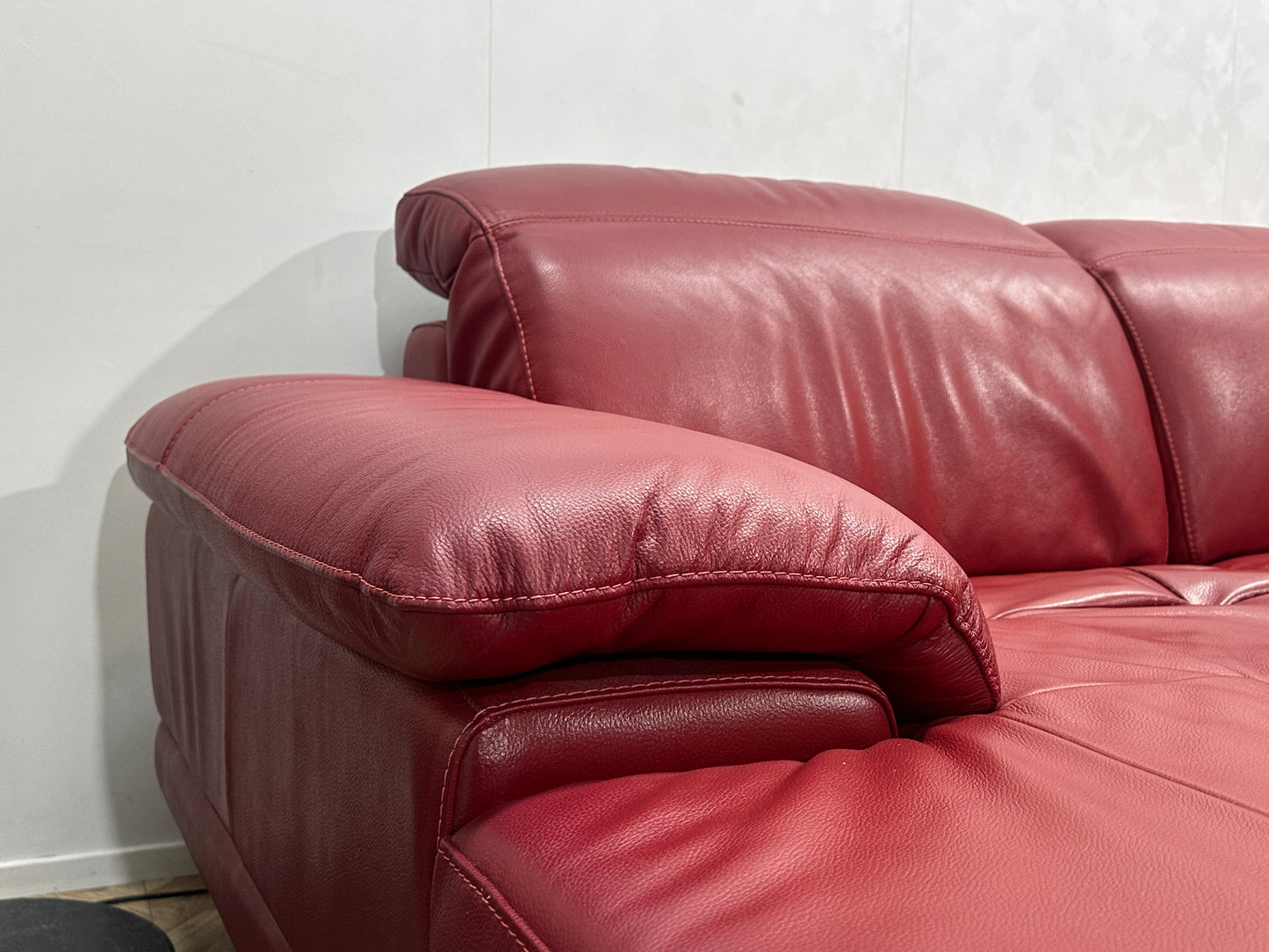 Rode Echt Lederen U Bank ~ Verstelbare Hoofdsteunen