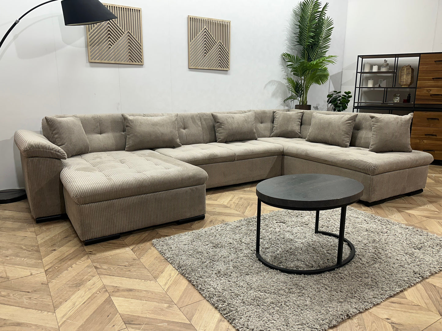 !Showroommodel! Licht Bruine Ribstof U Bank