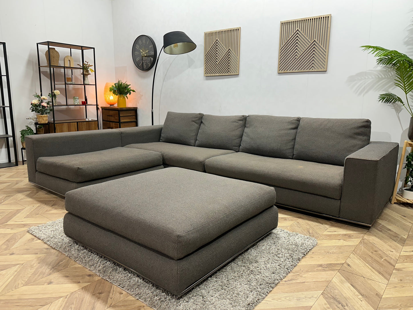 Minotti Bruine Hoekbank Inc Hocker ~ Inruilvoordeel