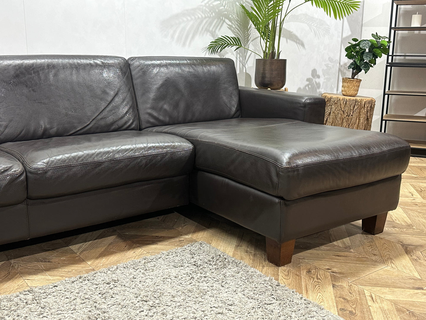 Bruine Echt Lederen Hoekbank ~ Geïmpregneerd