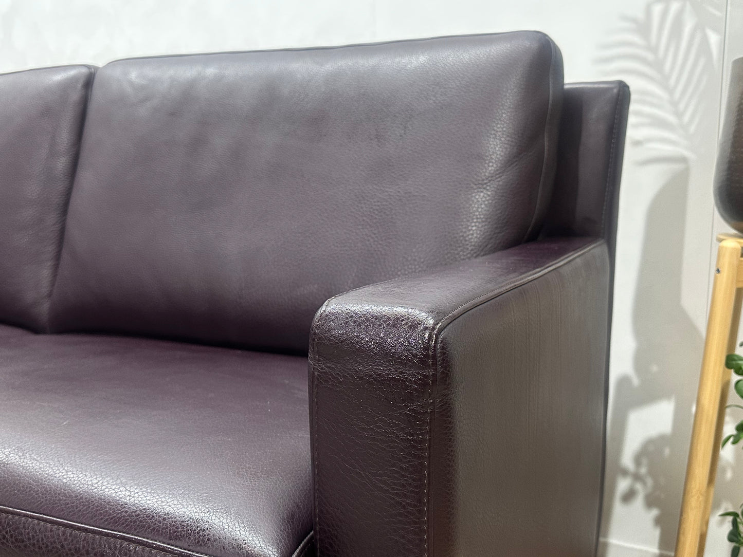 Leolux Paarse Echt Lederen Banken Set ~ Uitschuifbare Zittingen