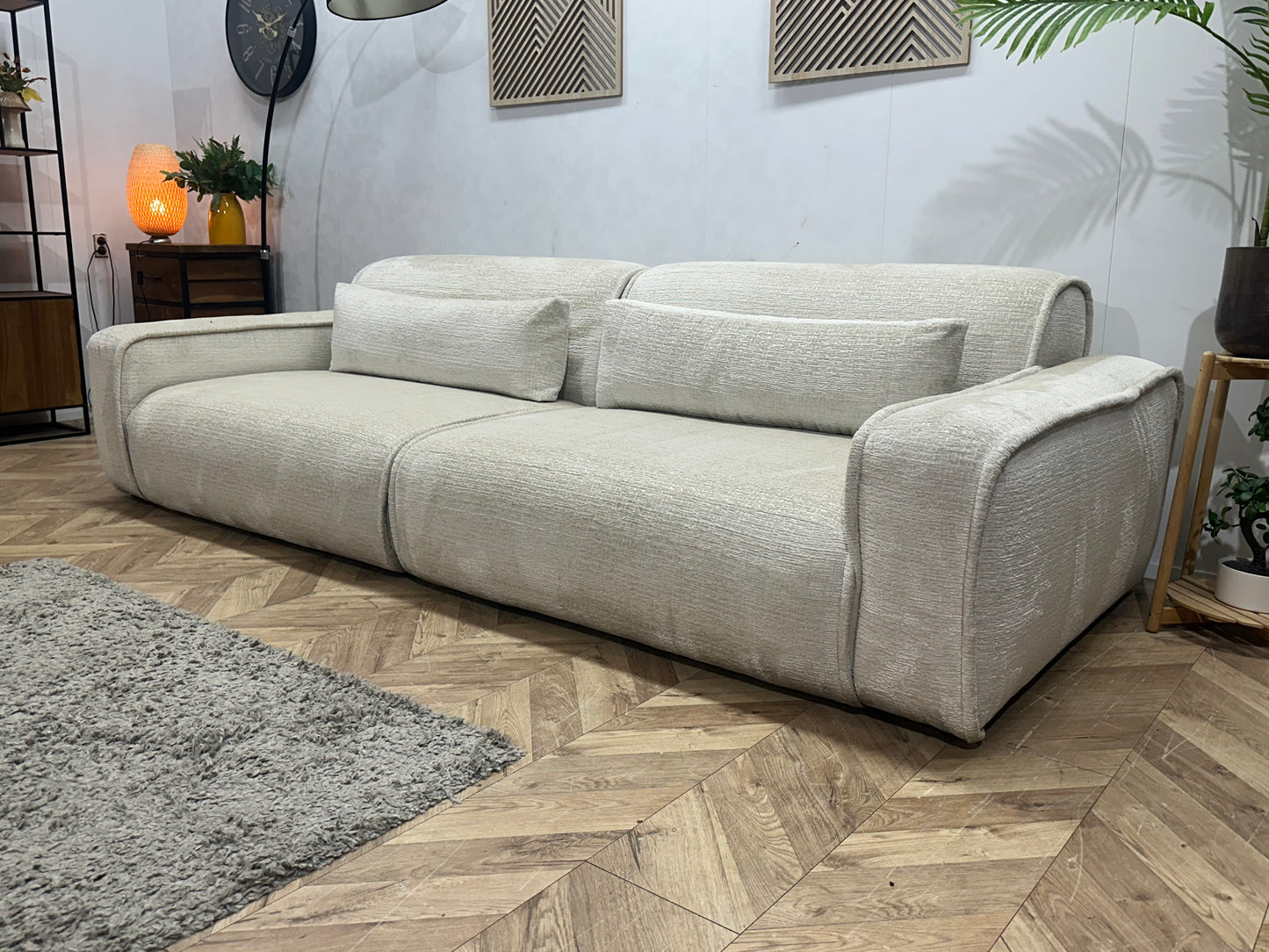 Agpol Witte Cremona Stoffen 3-Zits Bank Inc Hocker ~ Nieuwstaat