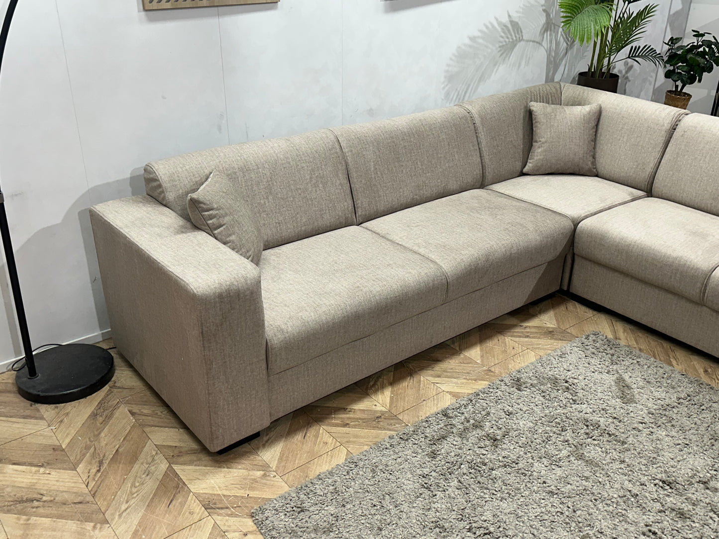 !Showroommodel! Beige Velvet Hoekbank
