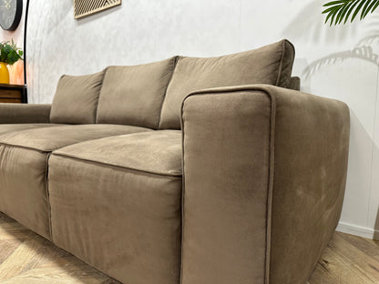 Bruine Velvet 2.5-Zits Bank Incl Hocker ~ Losse Rugkussens