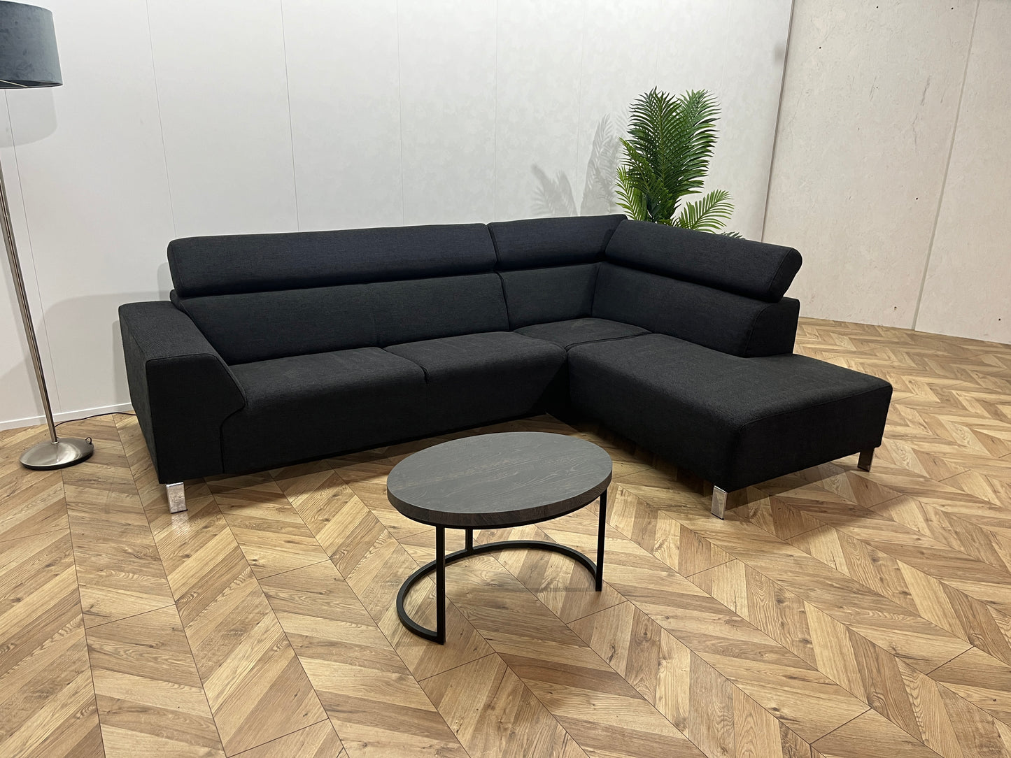 IN.HOUSE Zwarte Hoekbank ~ Verstelbare Hoofdsteunen