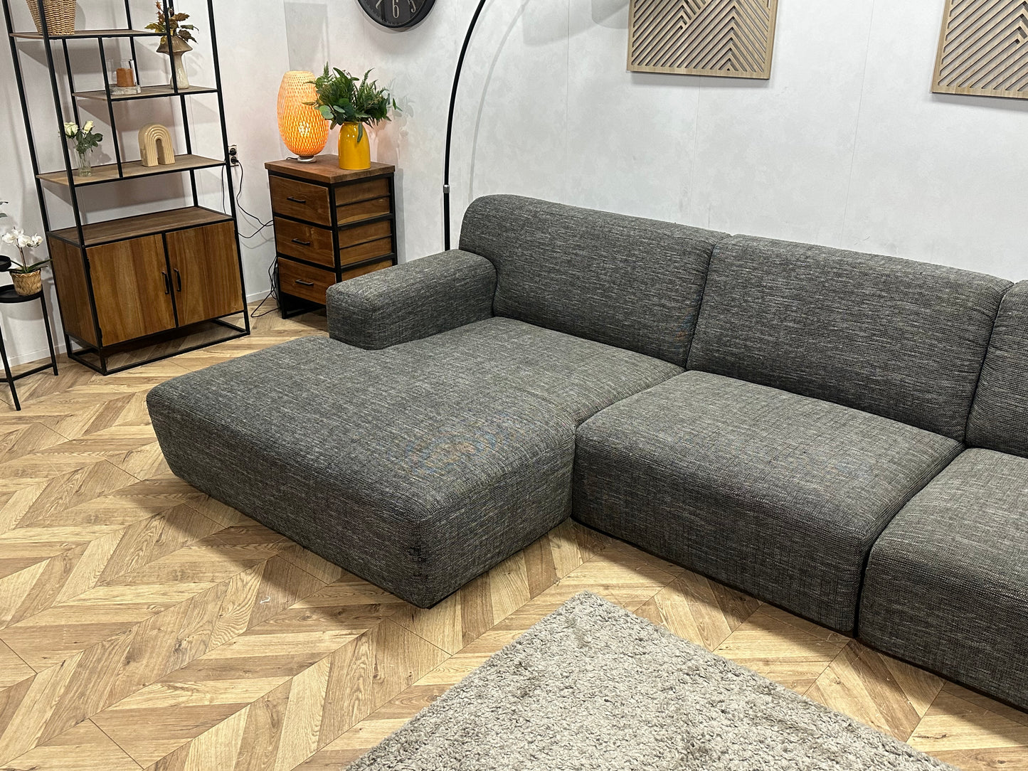 Antraciet Hoekbank ~ Vaste Kussens