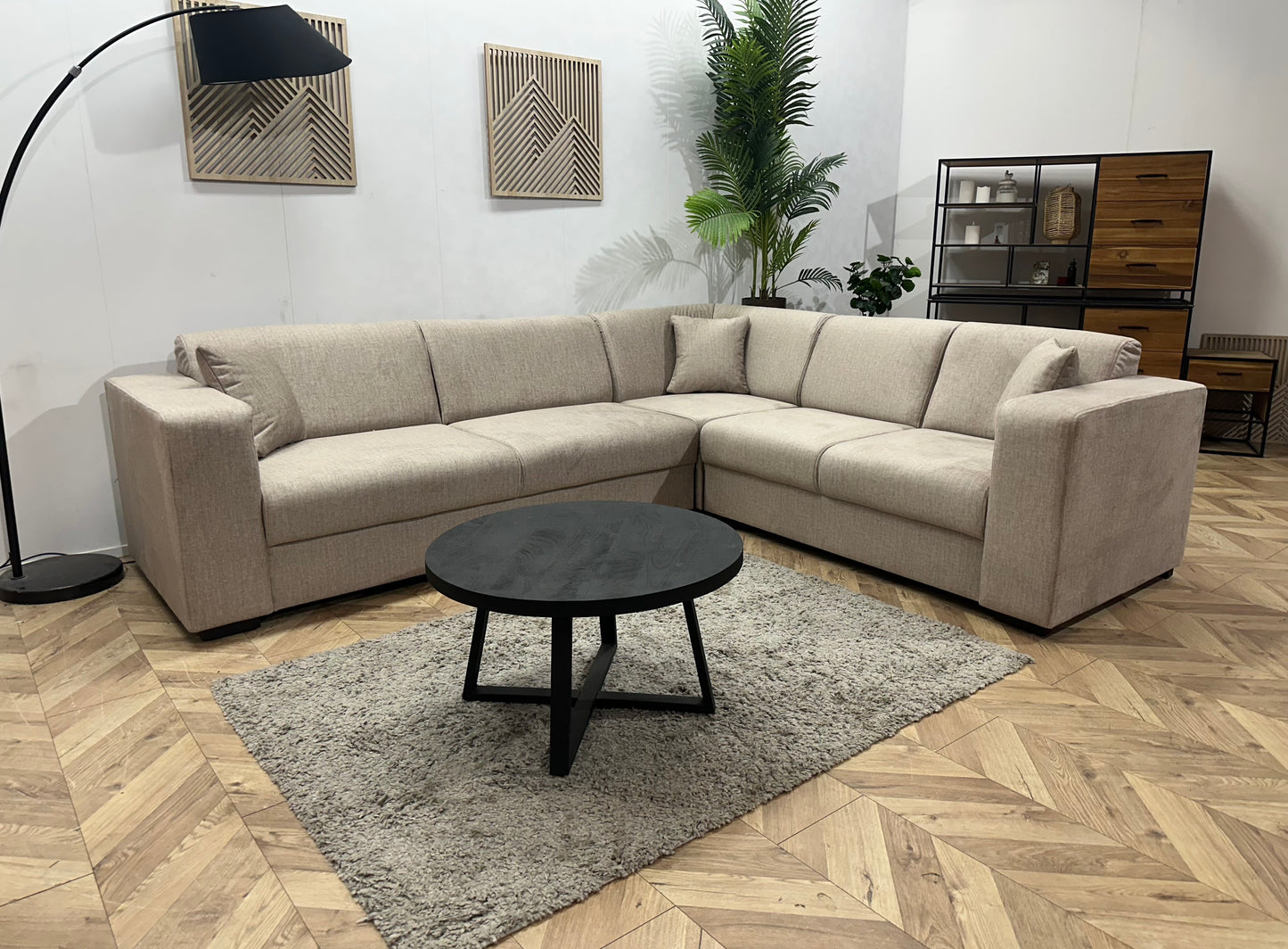 !Showroommodel! Beige Velvet Hoekbank