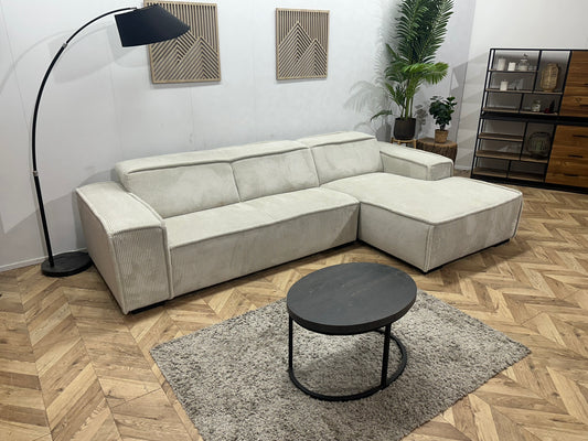 !Showroommodel! Witte Ribstof Hoekbank