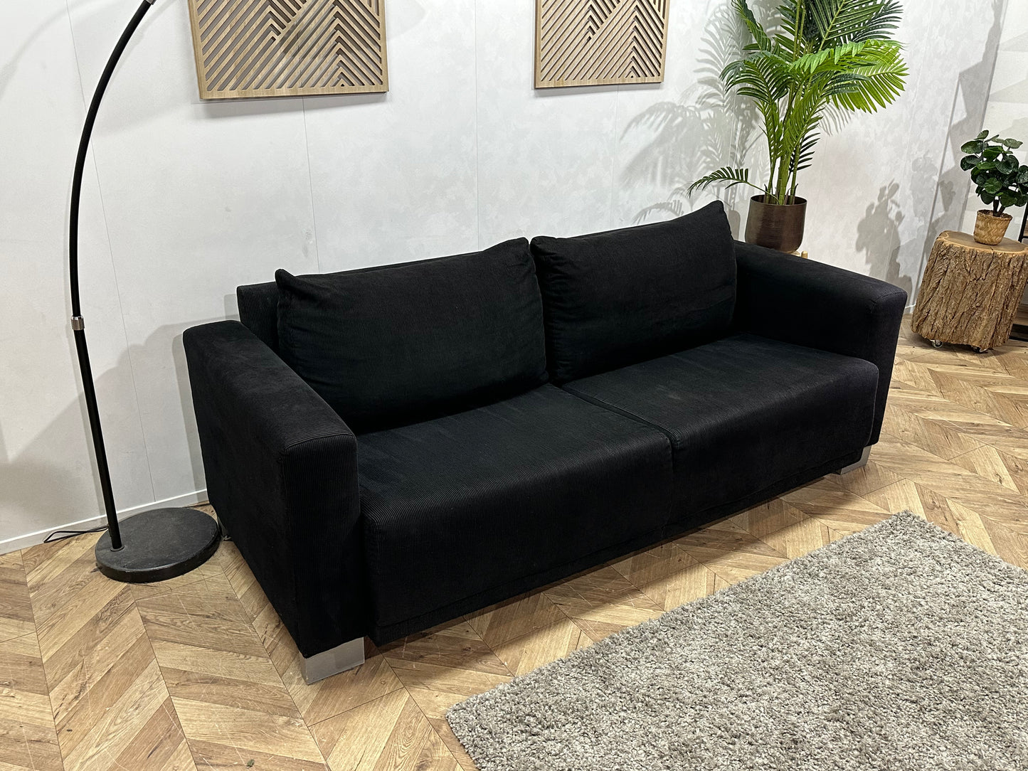 Zwarte Ribstof 2.5-Zits Bank ~ Inruilvoordeel