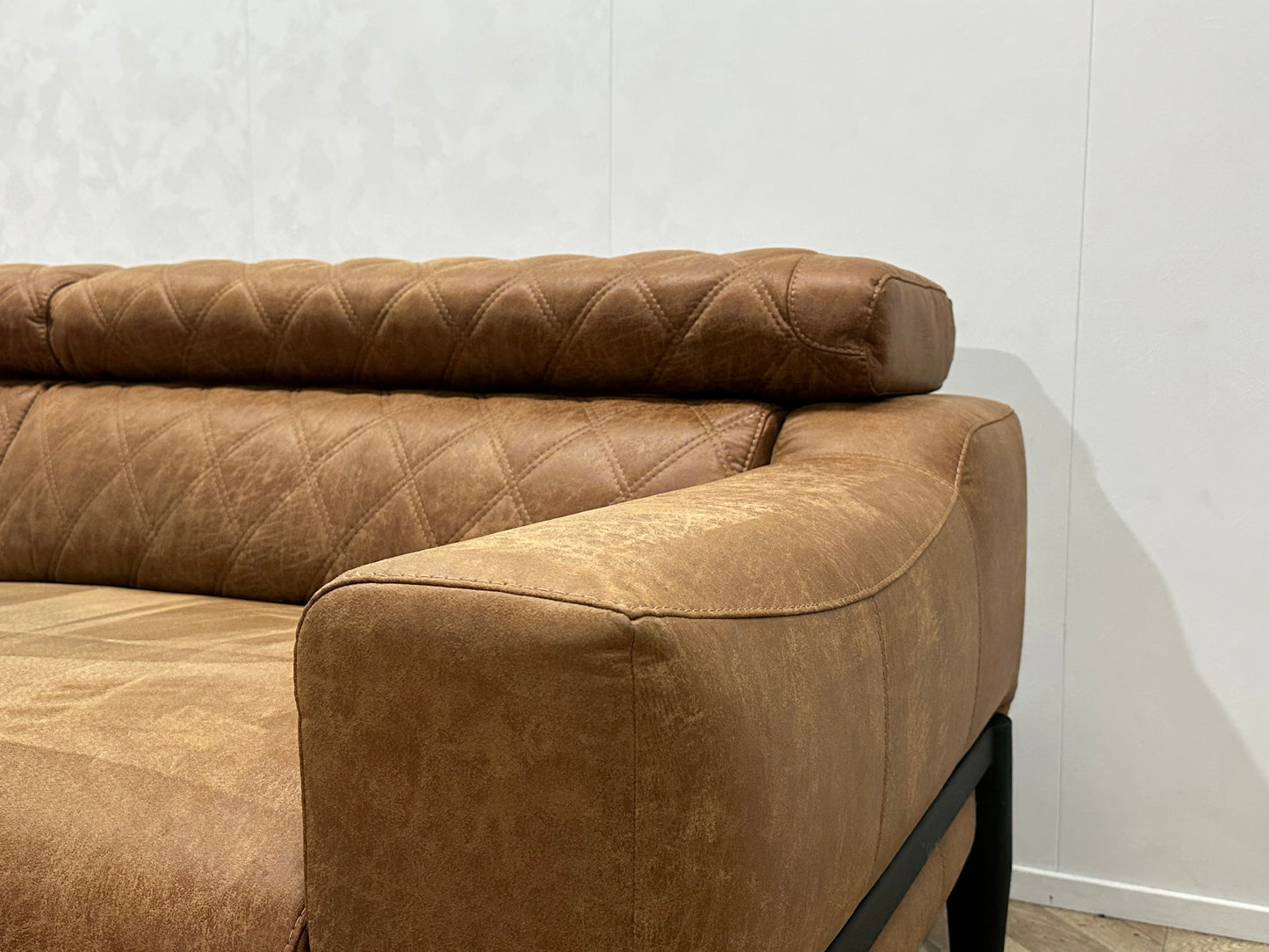 Cognac Bruine Suède Lederen Banken Set ~ Verstelbare Hoofdsteunen