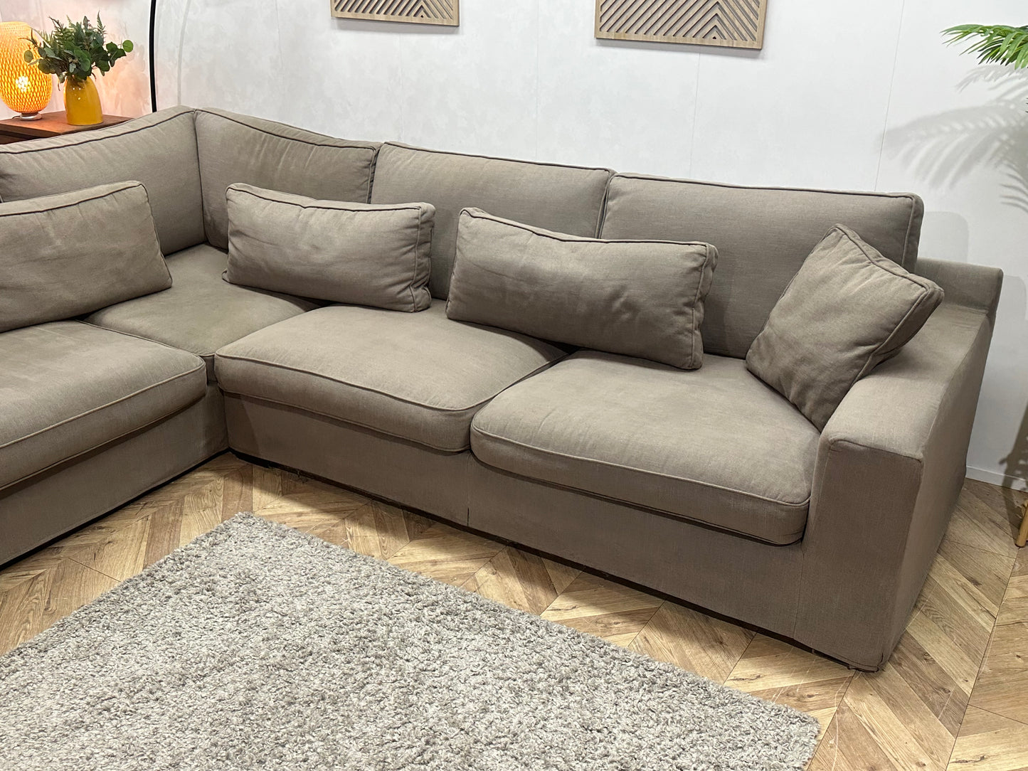 Beige Hoekbank ~ Losse Kussens Met Afneembare Hoezen