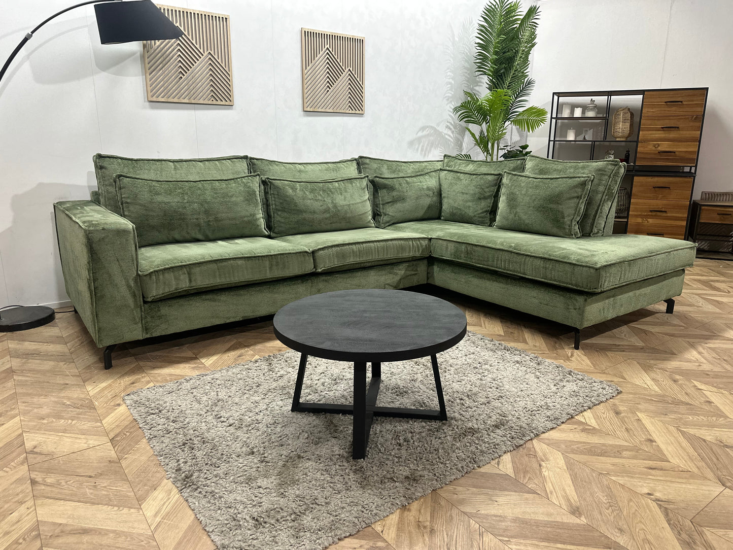 Groene Cremona Stoffen Hoekbank ~ Nieuwstaat