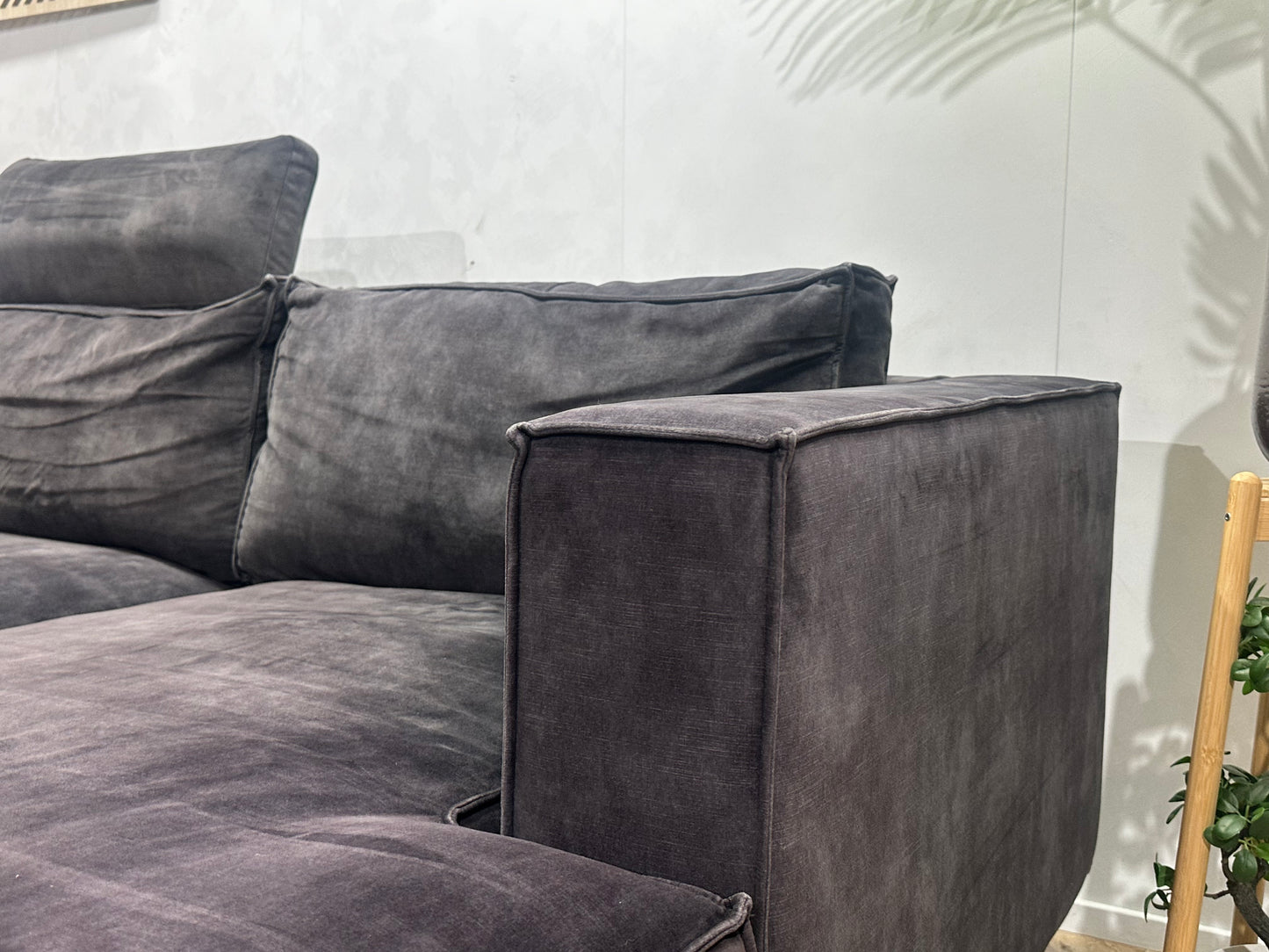 Antraciet Velvet Hoekbank ~ Losse Kussens Met Afneembare Hoezen