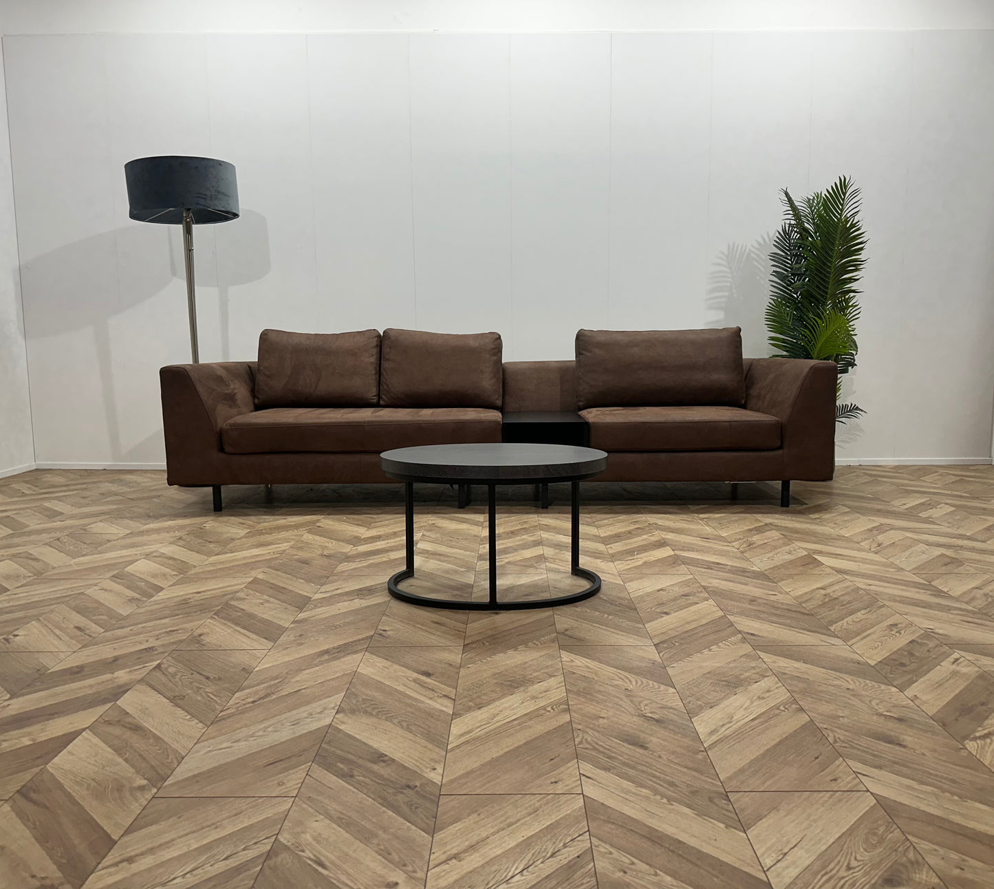 Bruine Suède Lederen Design 3-Zits Bank ~ Nieuwstaat