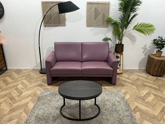 Paarse Echt Lederen 2-Zits Bank ~ Vaste kussens