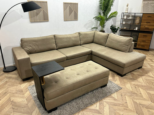 Beige Hoekbank Inc Hocker ~ Losse Kussens Met Afneembare Hoezen