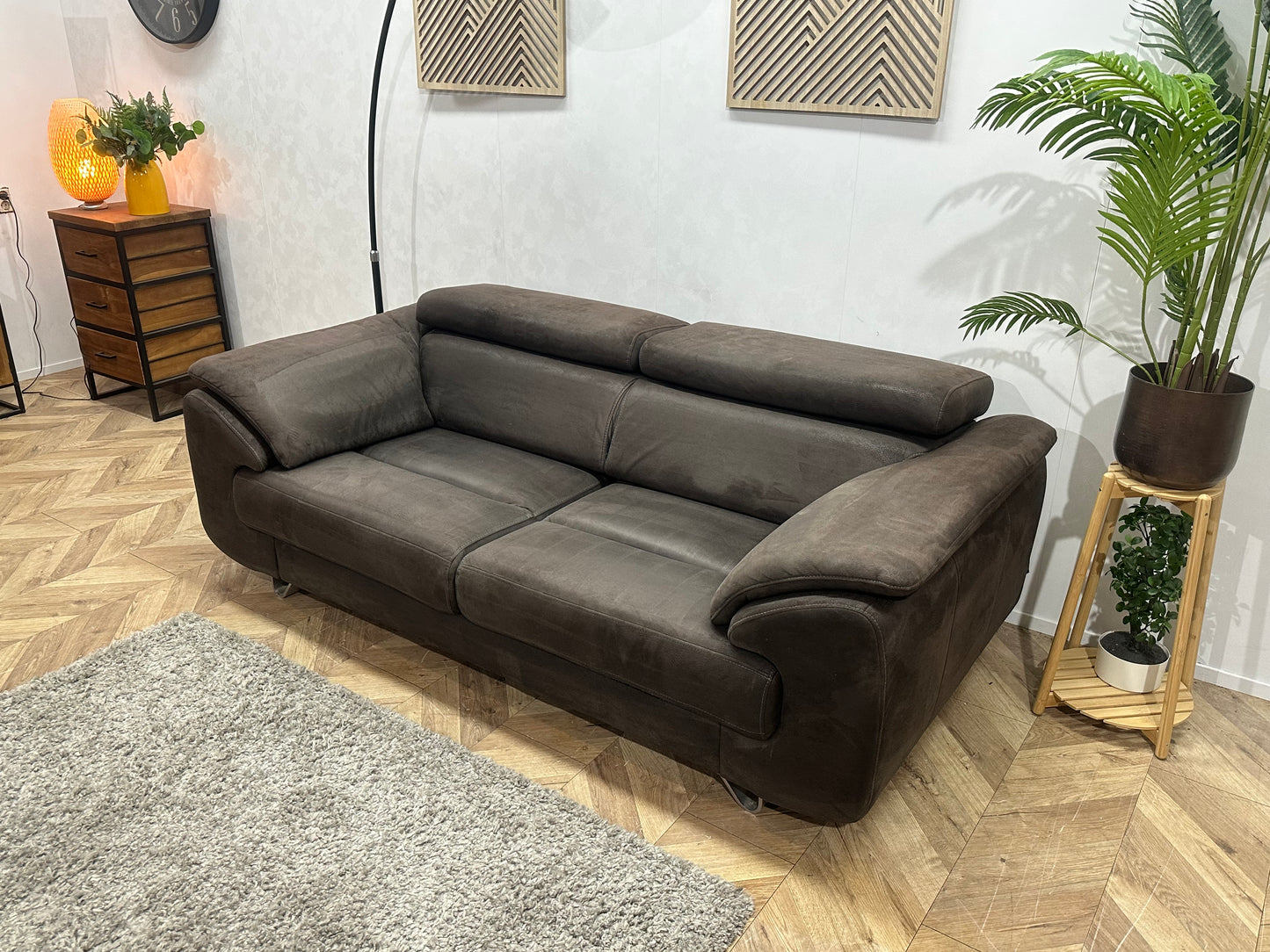 H&H Antraciet 2.5-Zits Bank ~ Verstelbare Hoofdsteunen