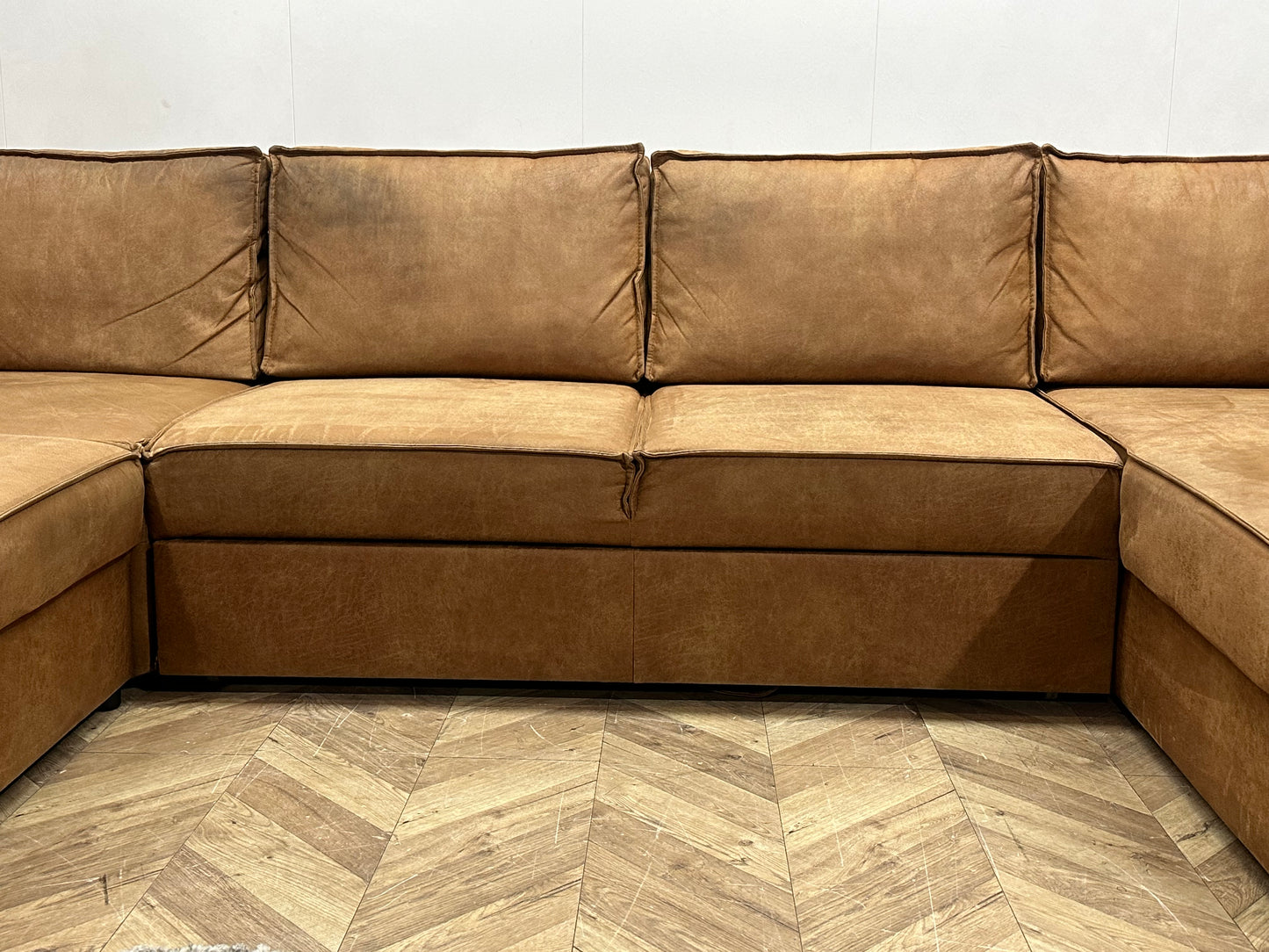 Cognac Bruine Suède Stoffen U Bank ~ Slaapfunctie