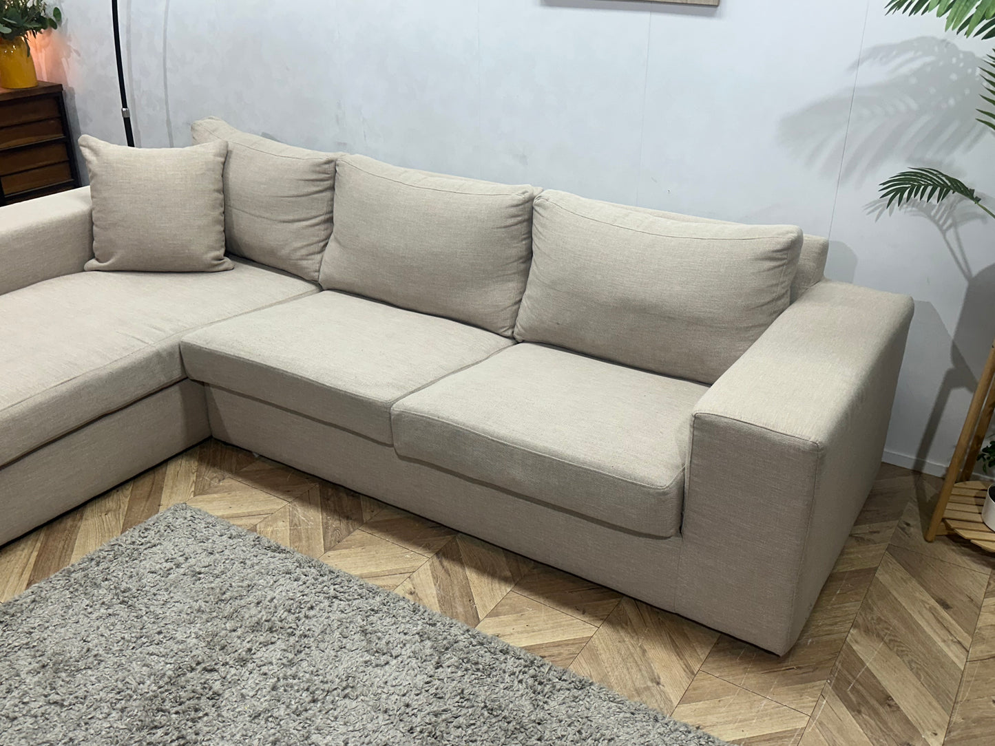 Beige Hoekbank ~ Losse Kussens Met Afneembare Hoezen