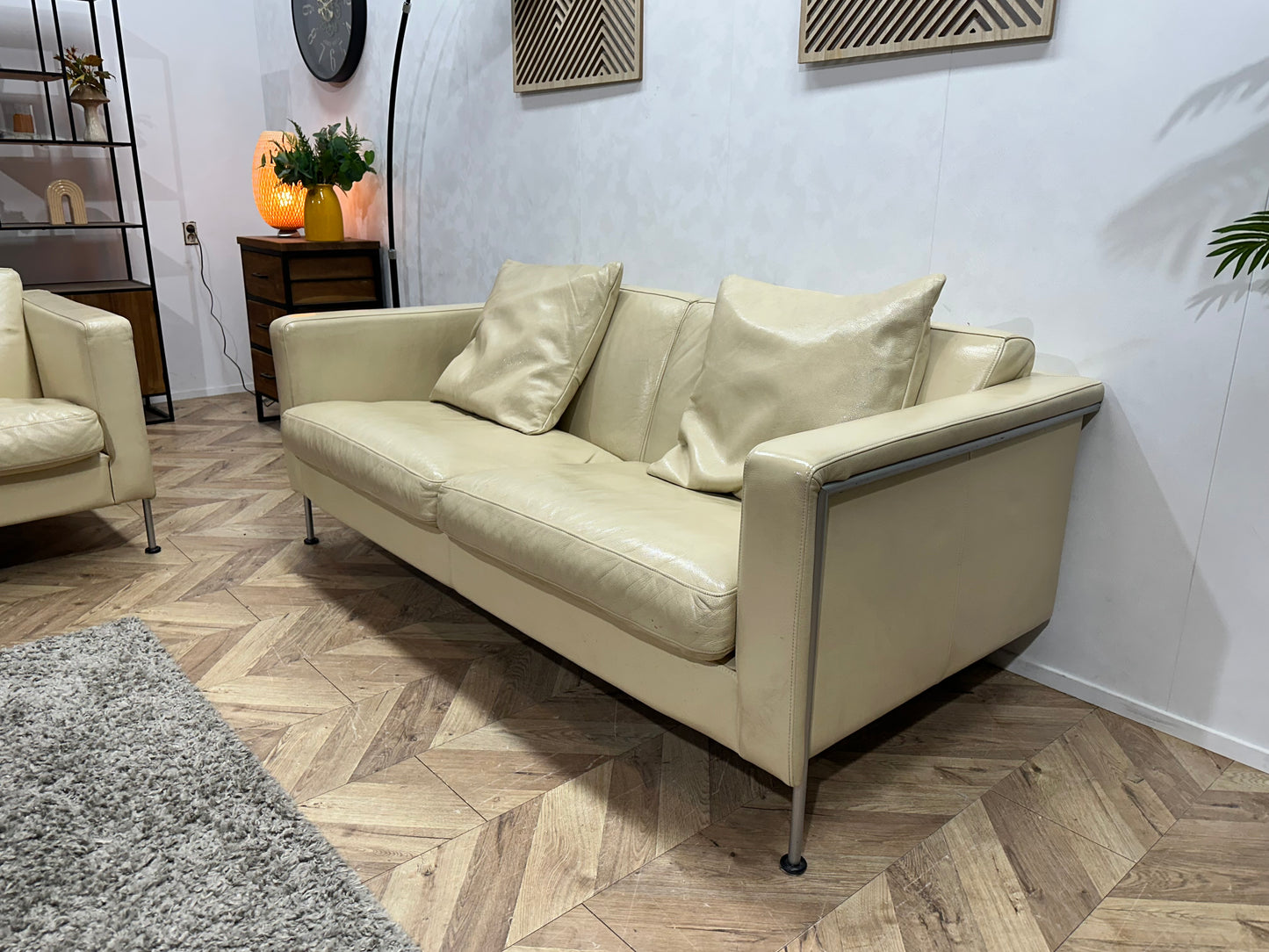 Touché Crème Lederen Banken Set ~ Losse Kussens