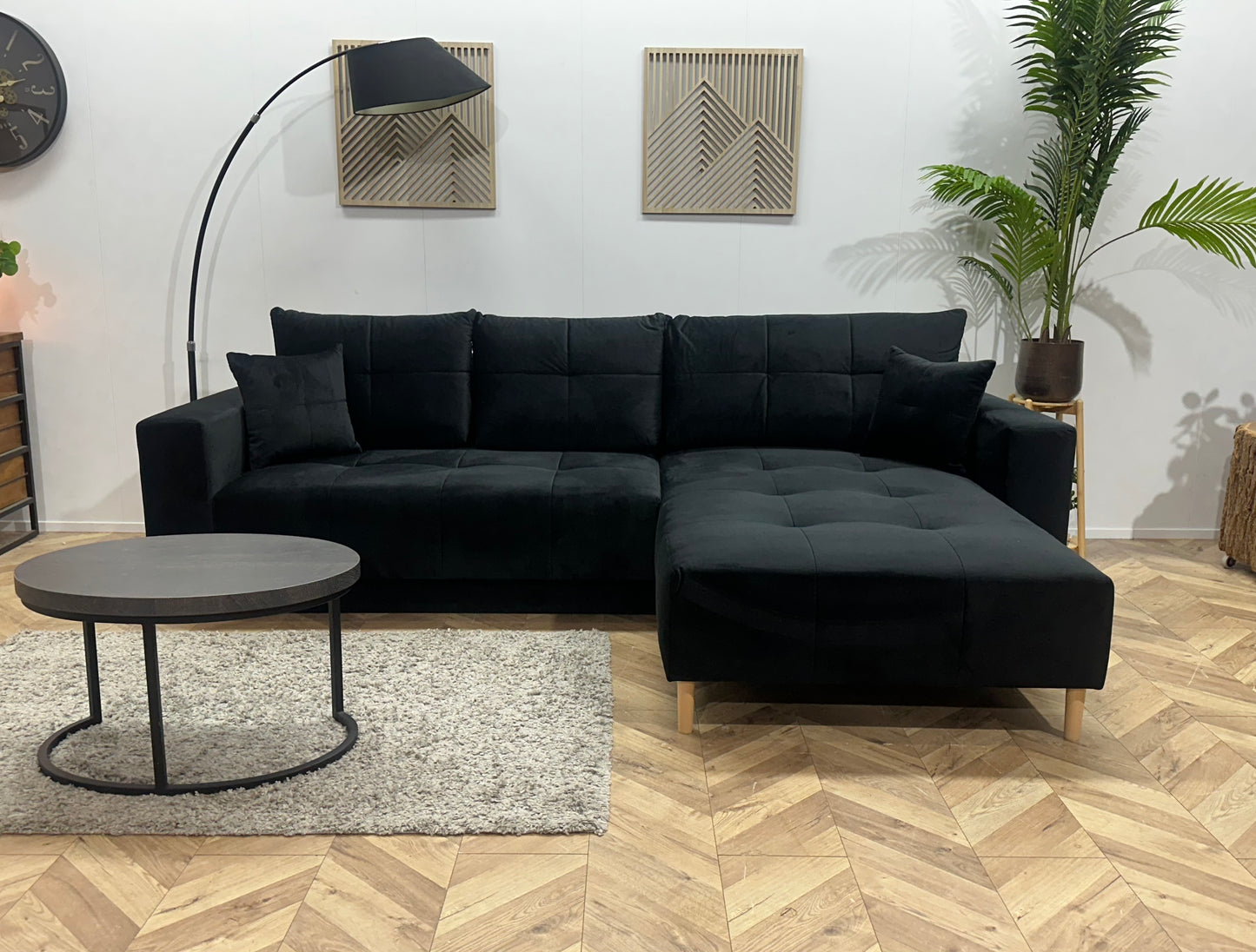 !Showroommodel! Zwarte Velvet Hoekbank