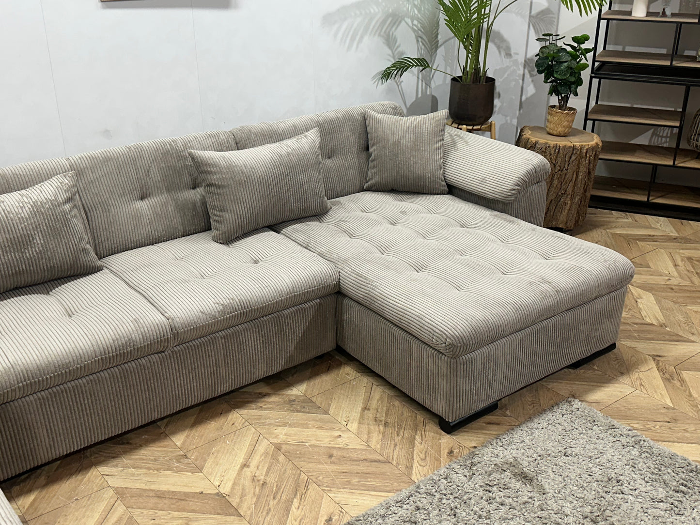 !Showroommodel! Licht Bruine Ribstof U Bank
