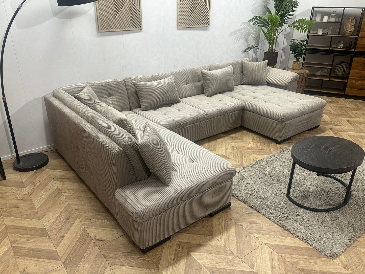 !Showroommodel! Licht Bruine Ribstof U Bank