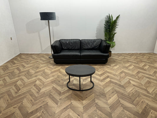 Chateau D’ax Zwart Echt Lederen 2.5-Zits Bank ~ Vaste Kussens