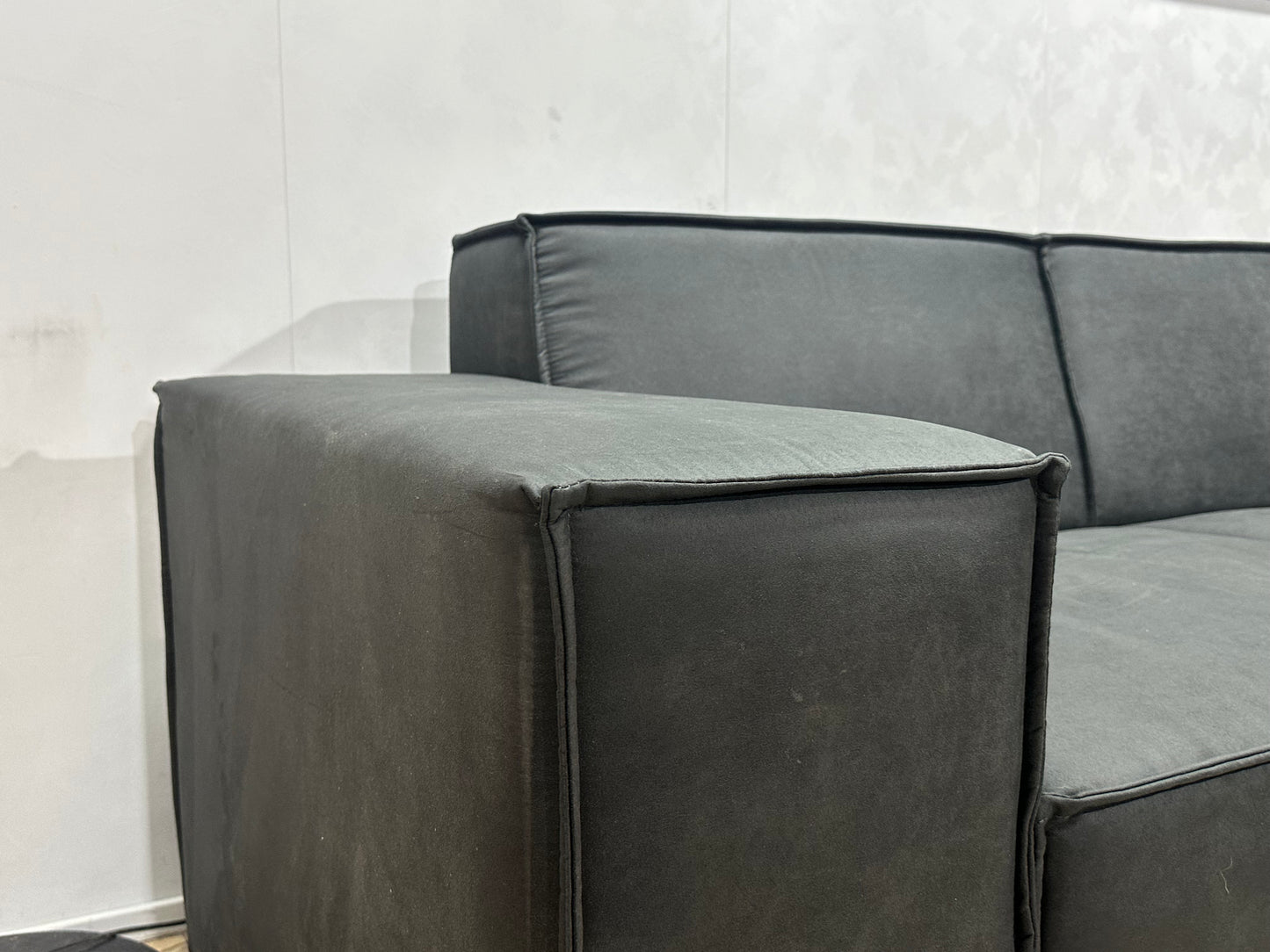 !Showroommodel! Antraciet Leather Look Hoekbank