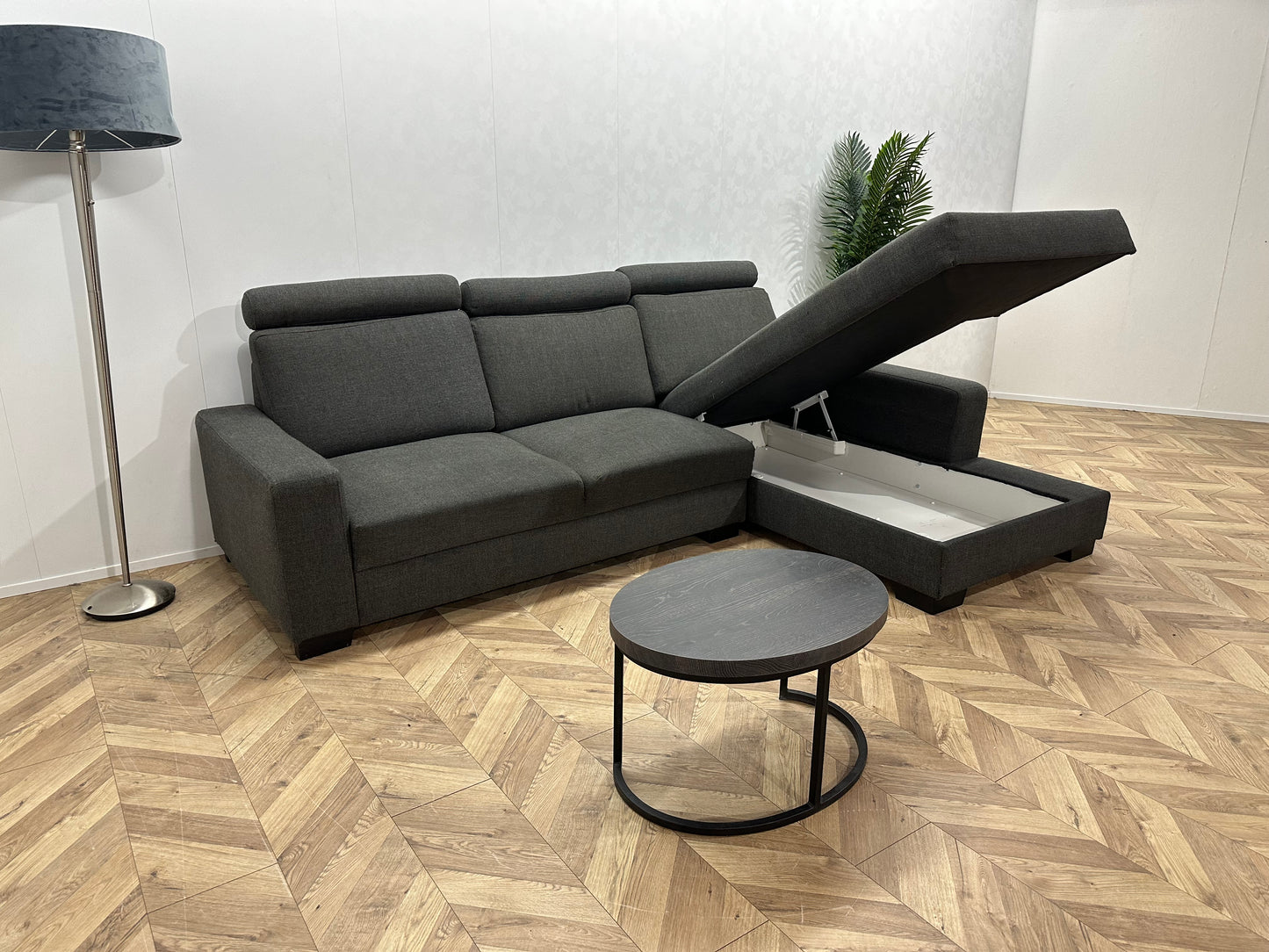 Antraciet Hoekbank ~ Extra Opbergruimte