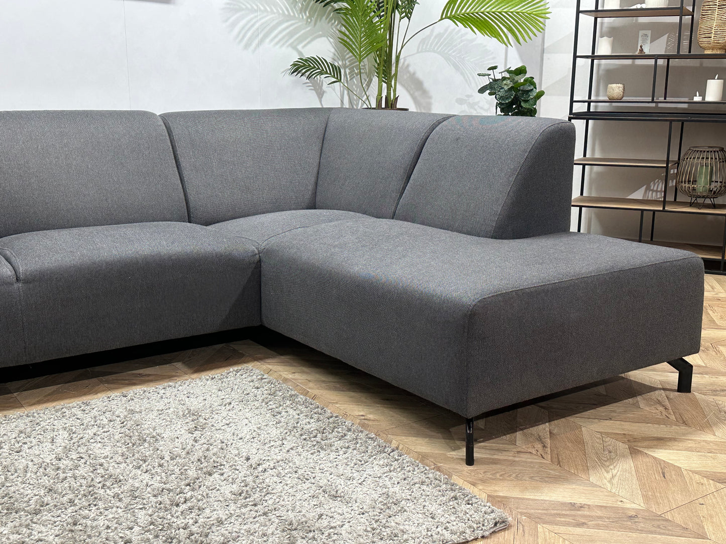 Antraciet Hoekbank ~ Vaste Kussens