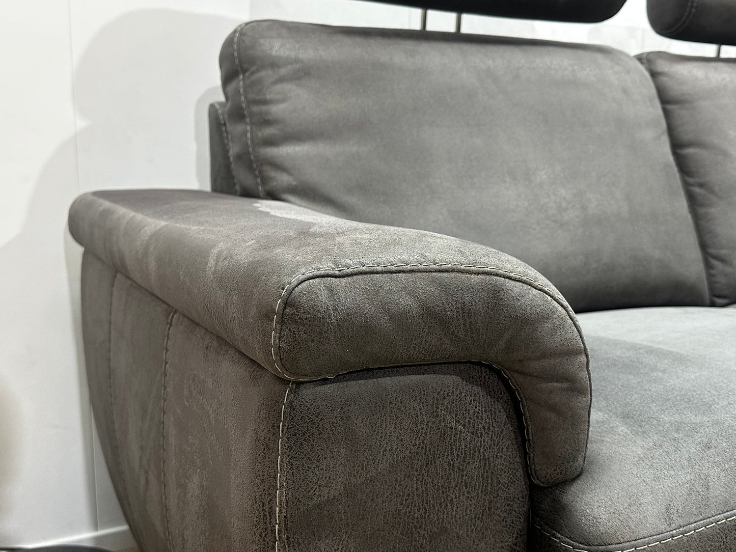 Antraciet Suède Stoffen Hoekbank ~ Vaste Kussens