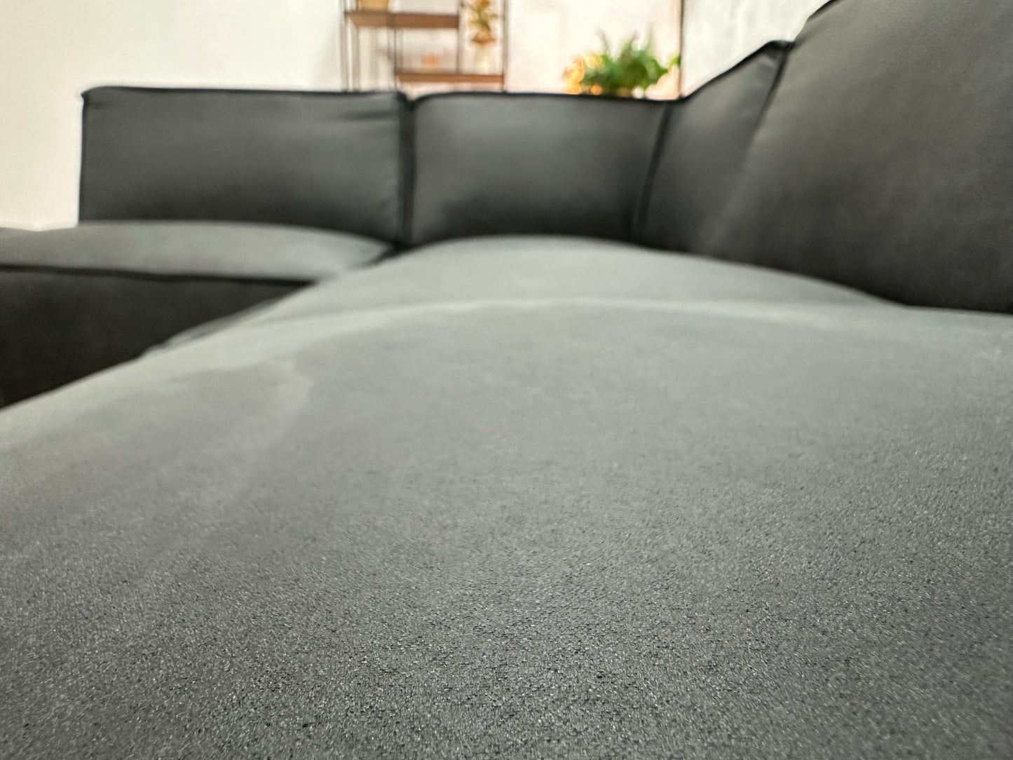 !Showroommodel! Antraciet Leather Look Hoekbank
