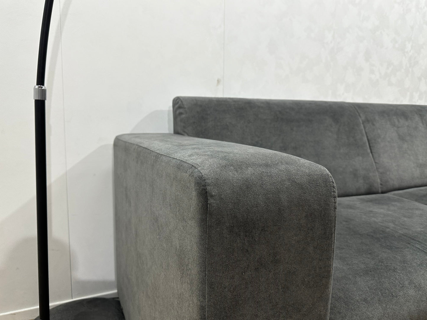 !Showroommodel! Antraciet Velvet Hoekbank